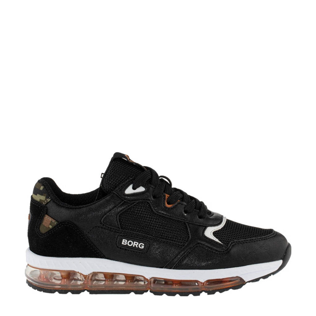 Zwarte jongens Björn Borg X500 DCA K sneakers van imitatieleer met veters