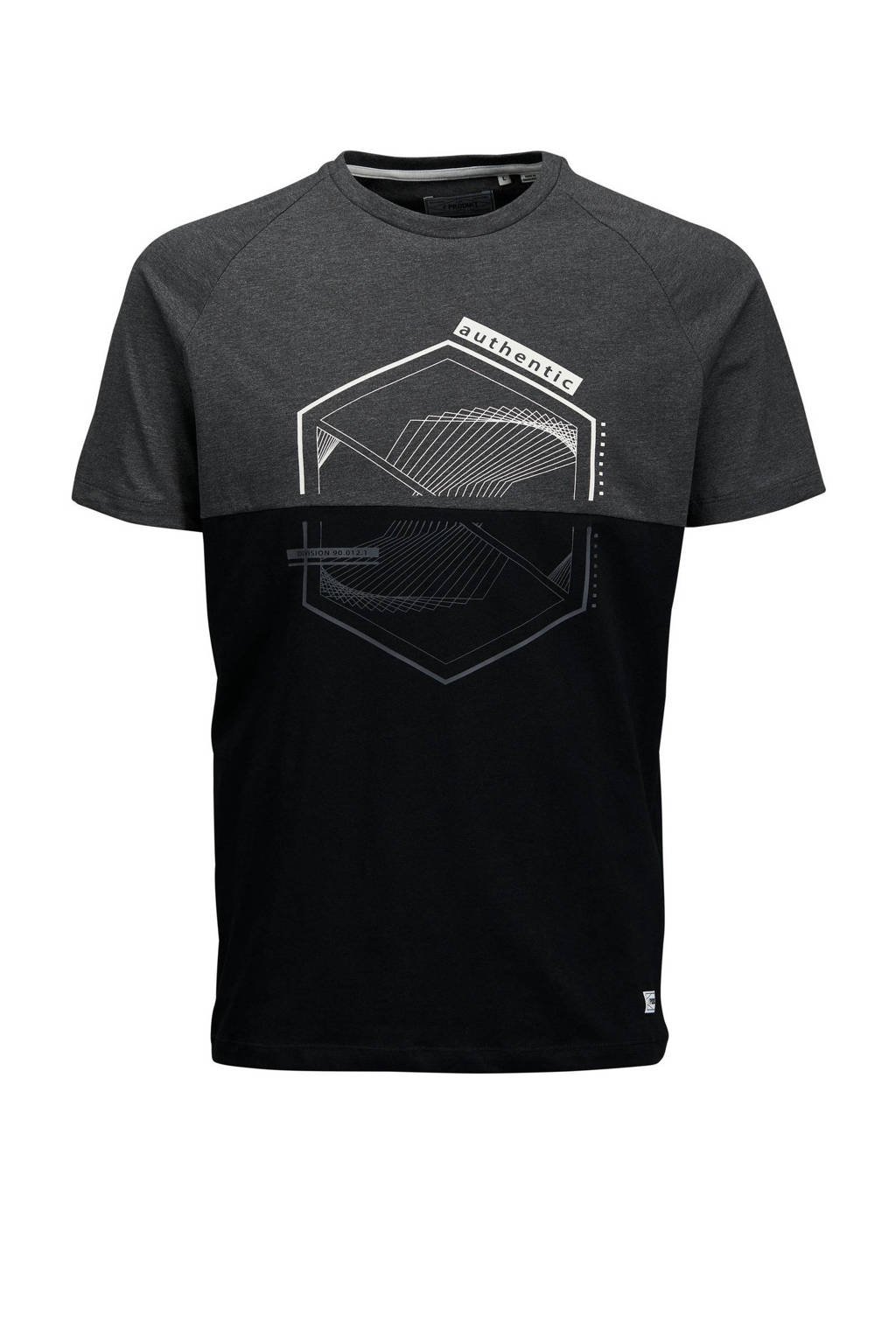 PRODUKT T-shirt Casper van biologisch katoen zwart/grijs, Zwart/grijs