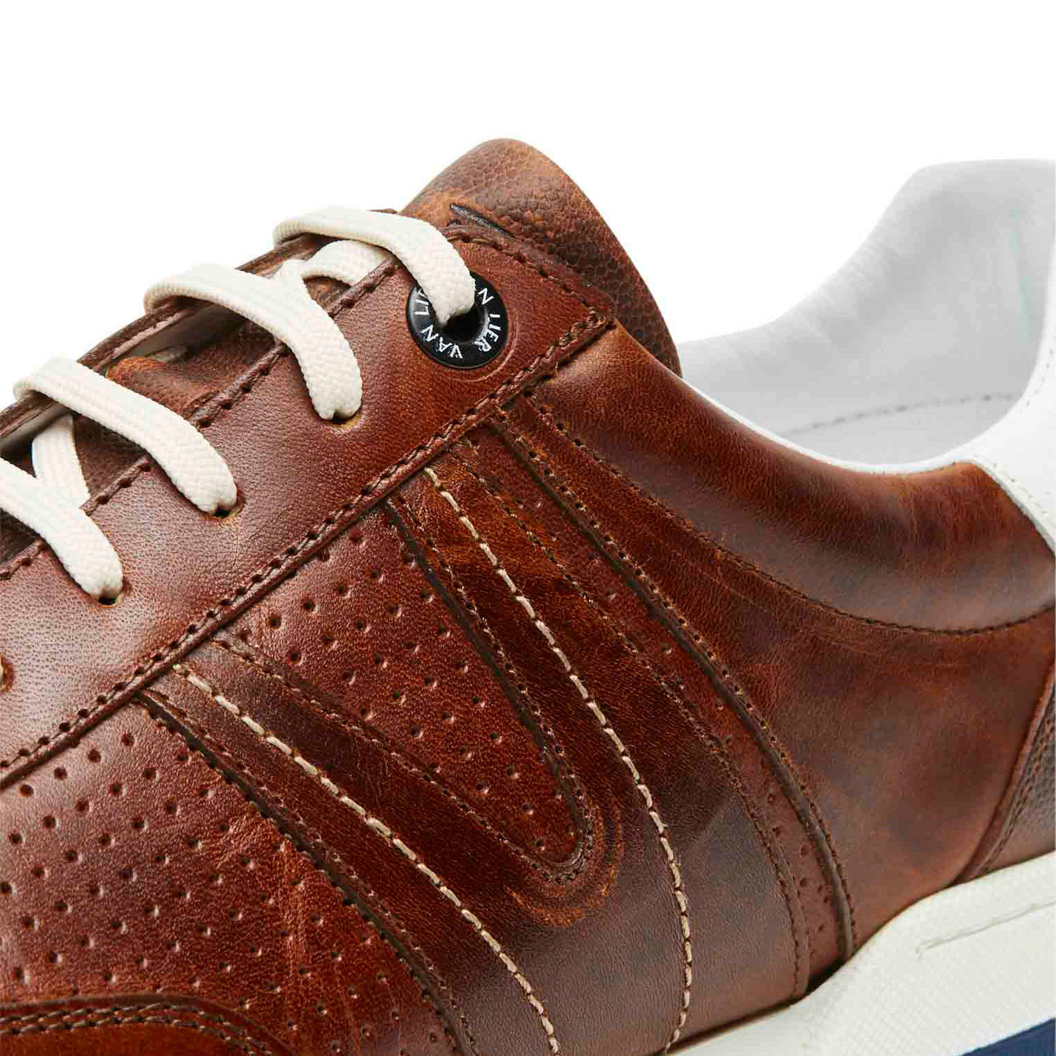 Van Lier Treviso leren sneakers cognac | wehkamp