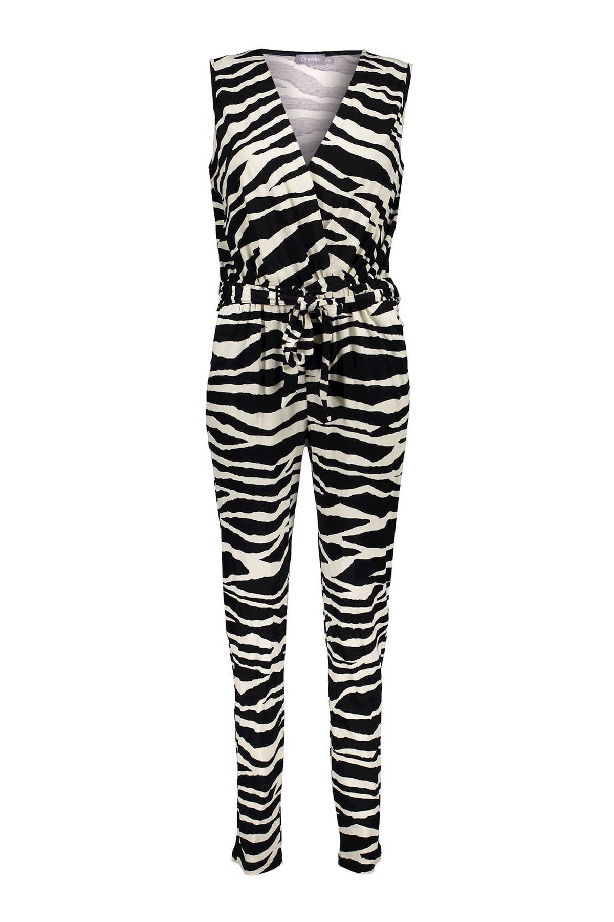 Geisha jumpsuit met all over print zwart/wit | wehkamp