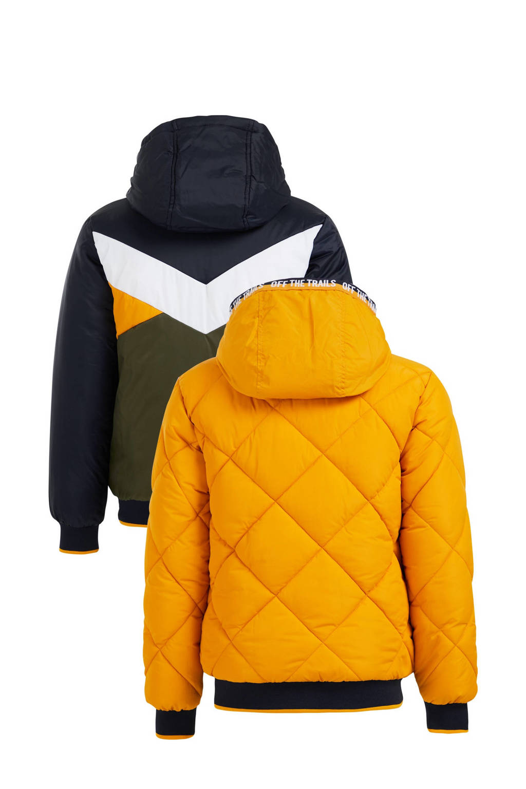 Roos Laat je zien Transparant WE Fashion reversible winterjas geel/donkerblauw/groen | wehkamp