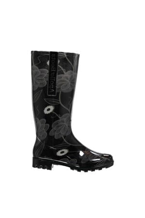 regenlaarzen met bloemenprint zwart