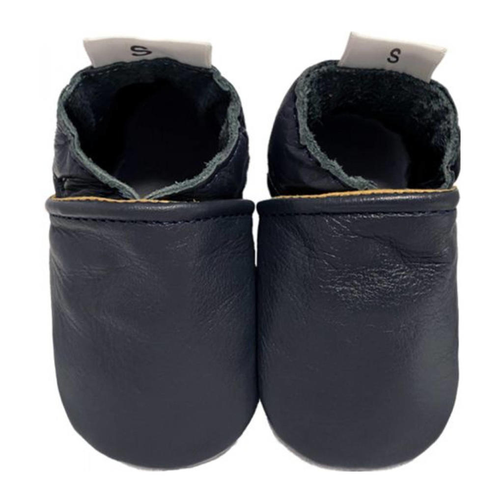 Antraciete jongens en meisjes Babysteps leren babyslofjes met effen