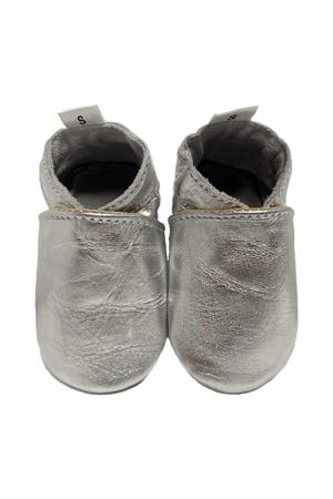 leren babyslofjes zilver
