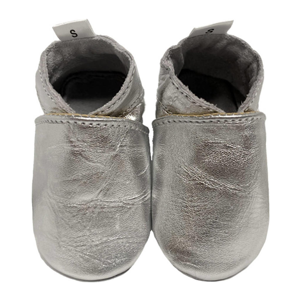 Zilverkleurige jongens en meisjes Babysteps leren babyslofjes