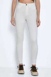 thumbnail: Witte dames NOISY MAY high waist skinny jeans van katoen met rits- en knoopsluiting