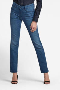 Stonewashed dames G-Star RAW straight fit jeans stonewashed van stretchdenim met regular waist en rits- en klittenbandsluiting