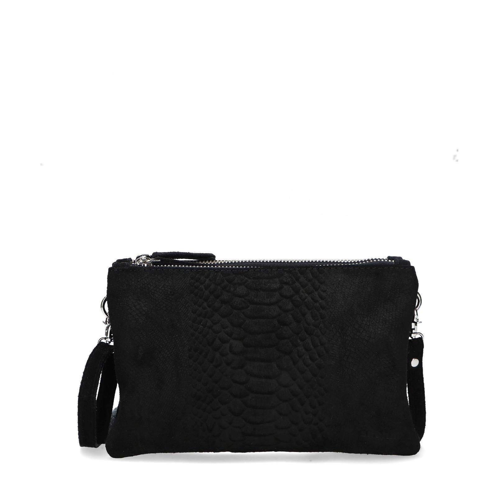 Suede tas online zwart