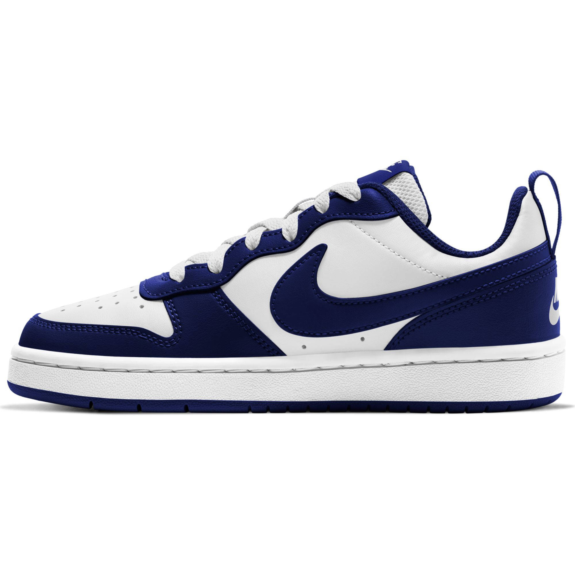 Nike Court Borough Low 2 Gs Leren Sneaker Wit Blauw Kobaltblauw Wehkamp