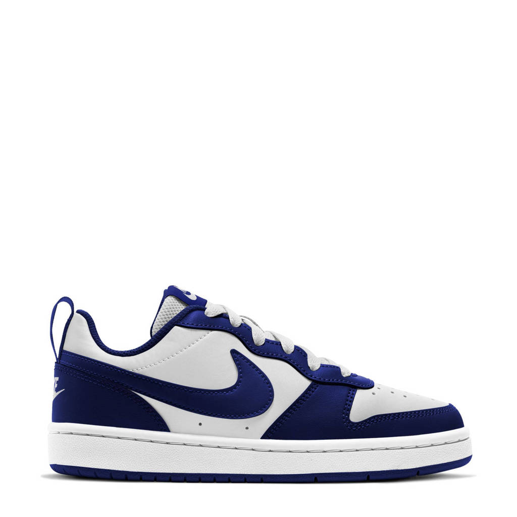 Nike Court Borough Low 2 Gs Leren Sneaker Wit Blauw Kobaltblauw Wehkamp