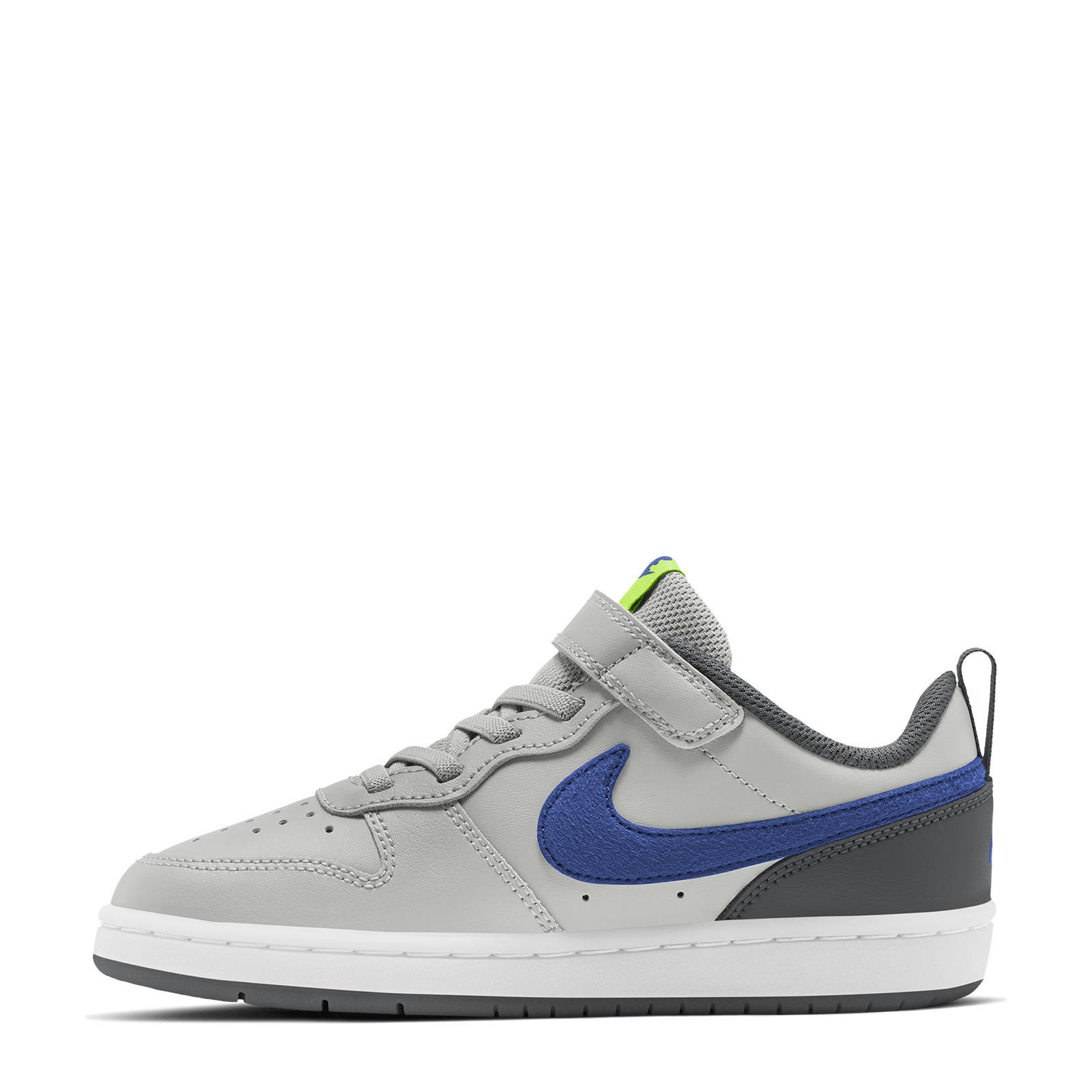 Nike Court Borough Low 2 Gs Leren Sneaker Grijs Kobaltblauw Geel Wehkamp