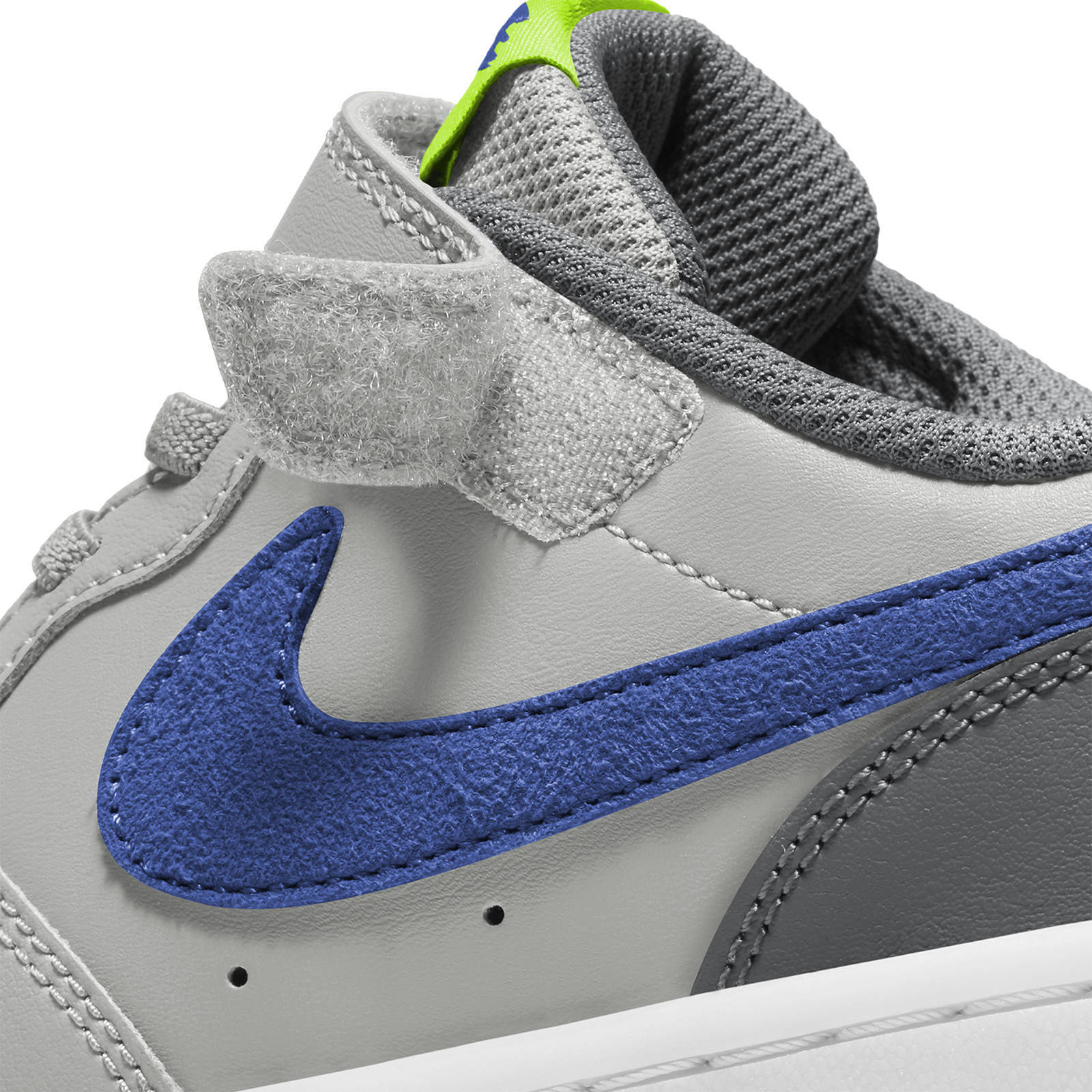 Nike Court Borough Low 2 Gs Leren Sneaker Grijs Kobaltblauw Geel Wehkamp