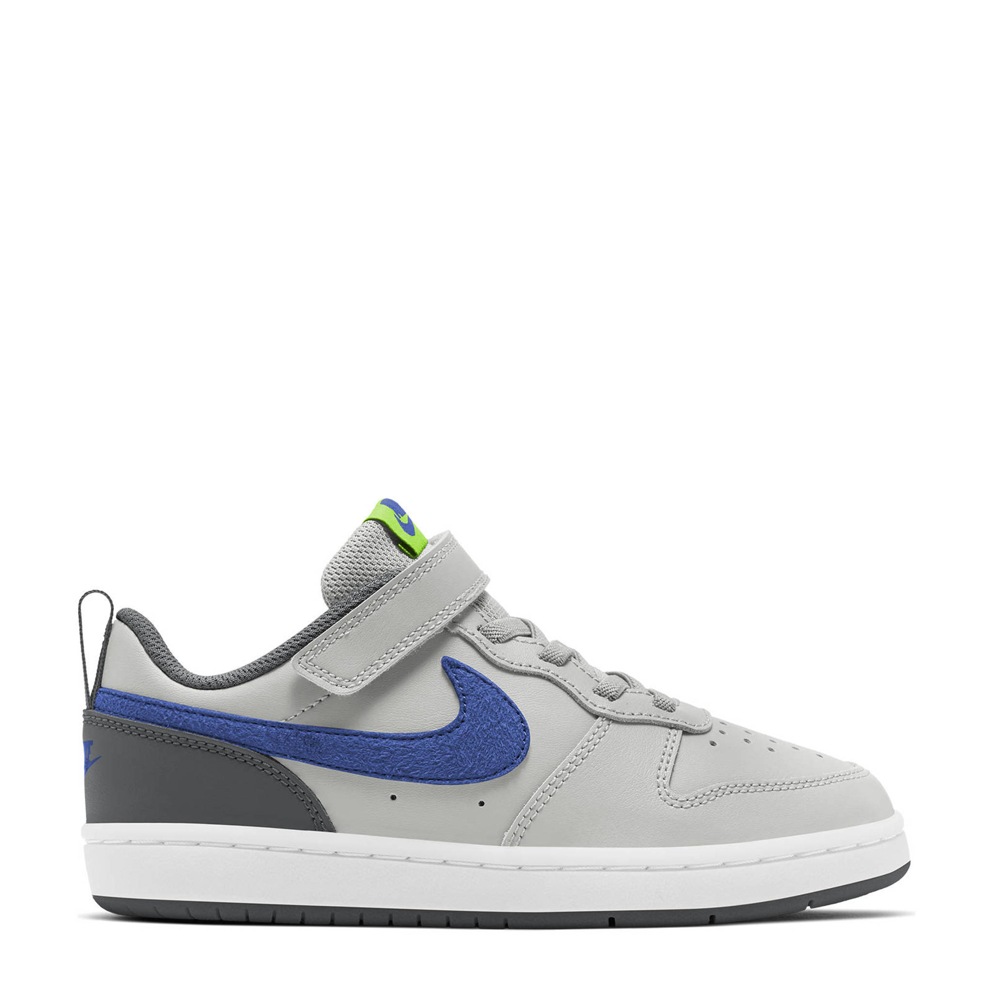 Nike Court Borough Low 2 Gs Leren Sneaker Grijs Kobaltblauw Geel Wehkamp