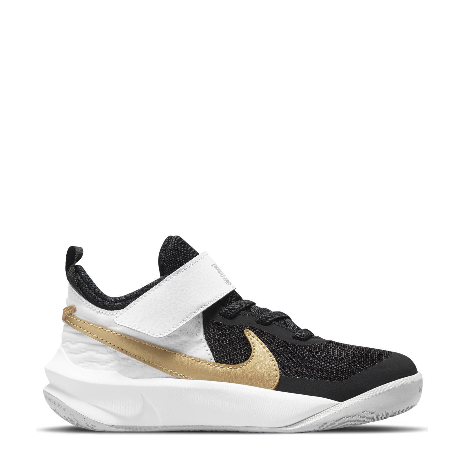 Nike Team Hustle D 10 sneakers zwart/metallic goud/wit | wehkamp