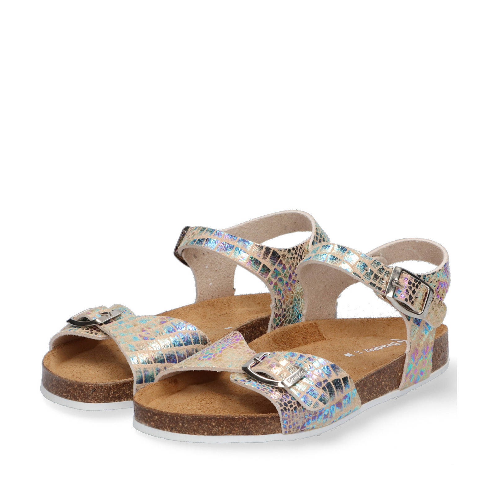 Braqeez Sally Spain leren sandalen met crocoprint metallic | wehkamp