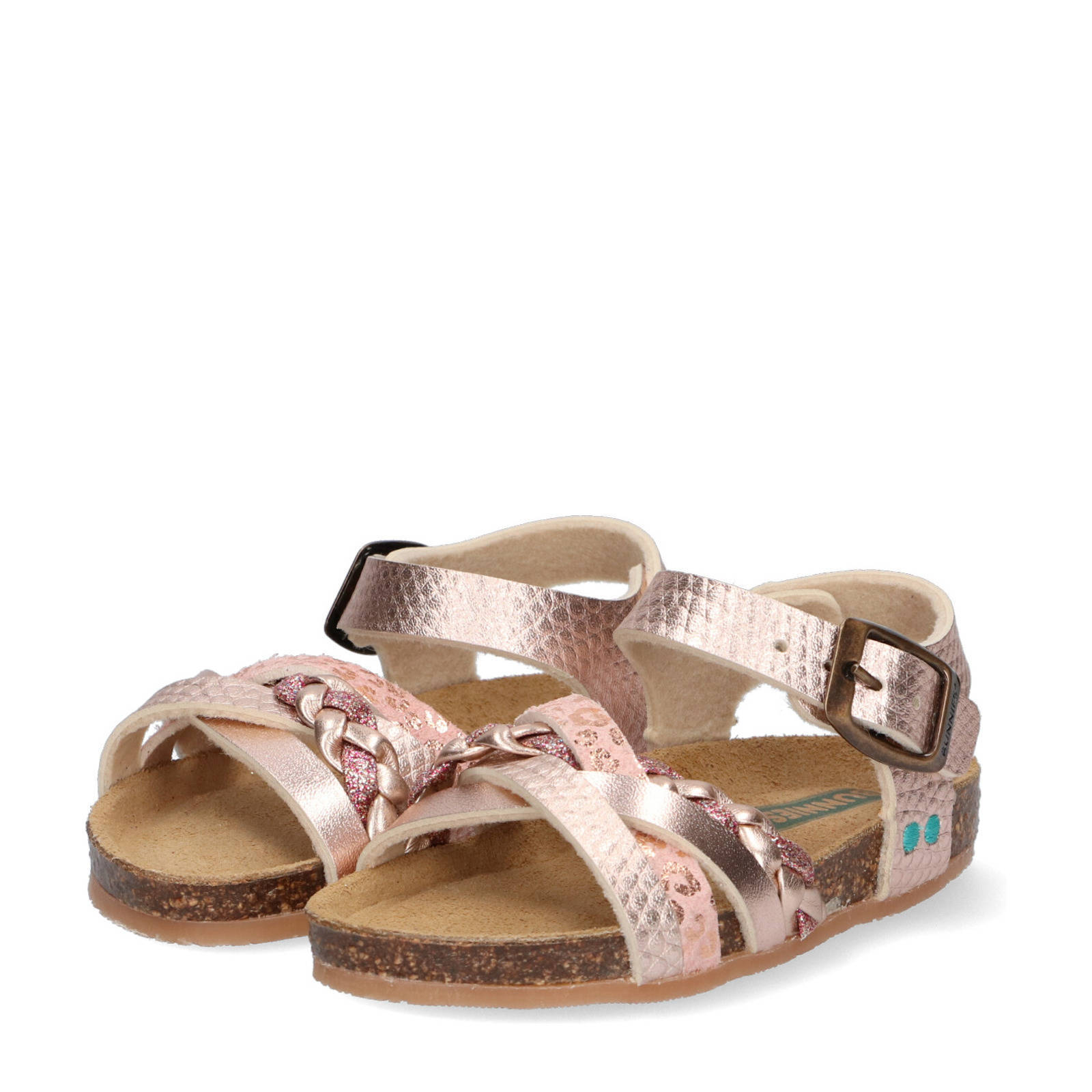 Bunnies Becky Beach leren sandalen roségoud | wehkamp