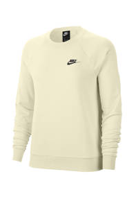 Lichtgeel en zwarte dames Nike sweater van katoen met logo dessin, lange mouwen en ronde hals