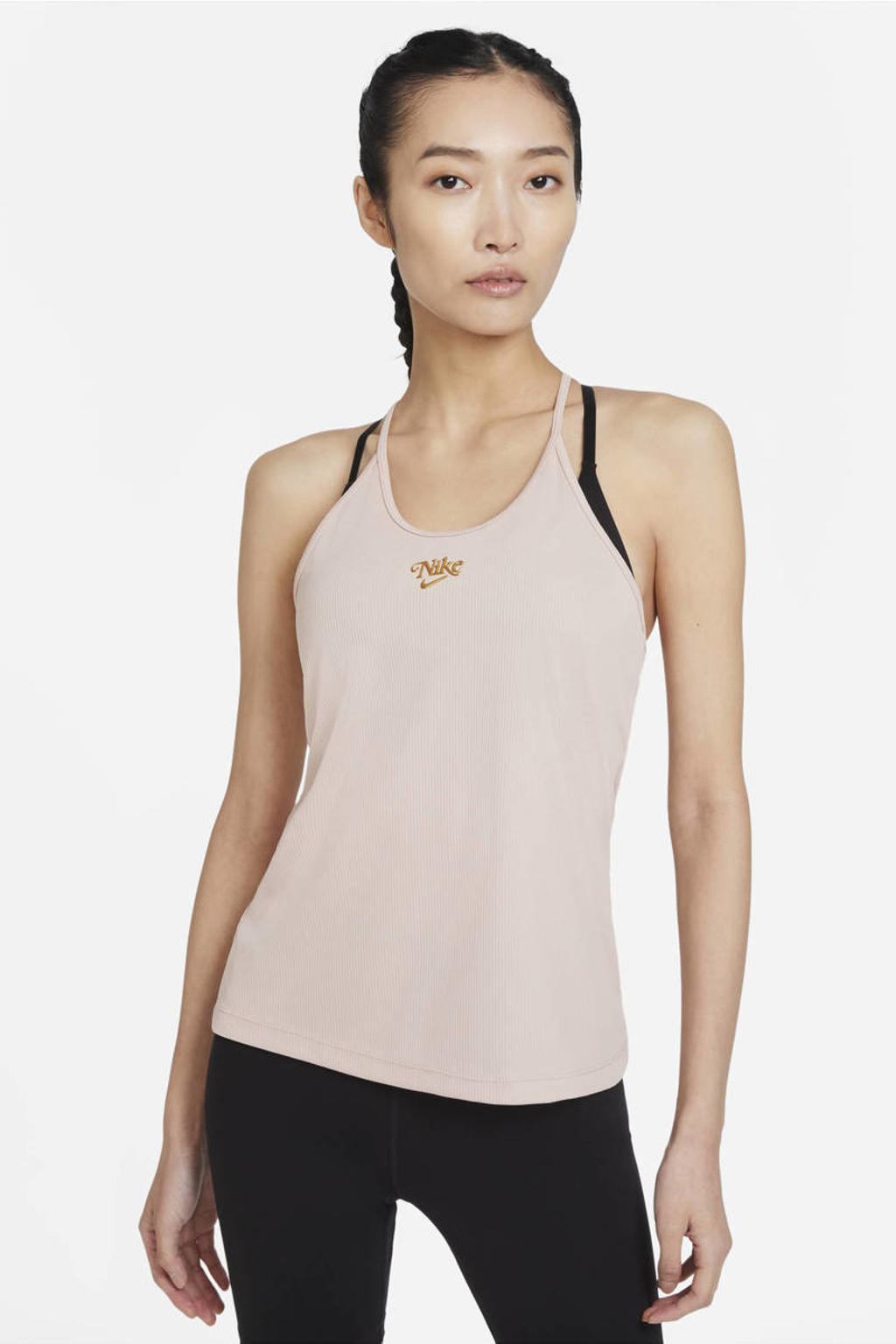 Roze dames Nike sport T-shirt van polyester met ronde hals