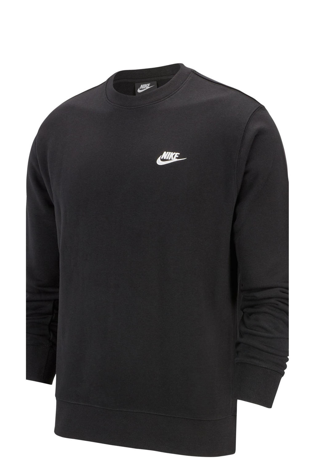 Zwarte heren Nike sweater van katoen met logo dessin, lange mouwen en ronde hals