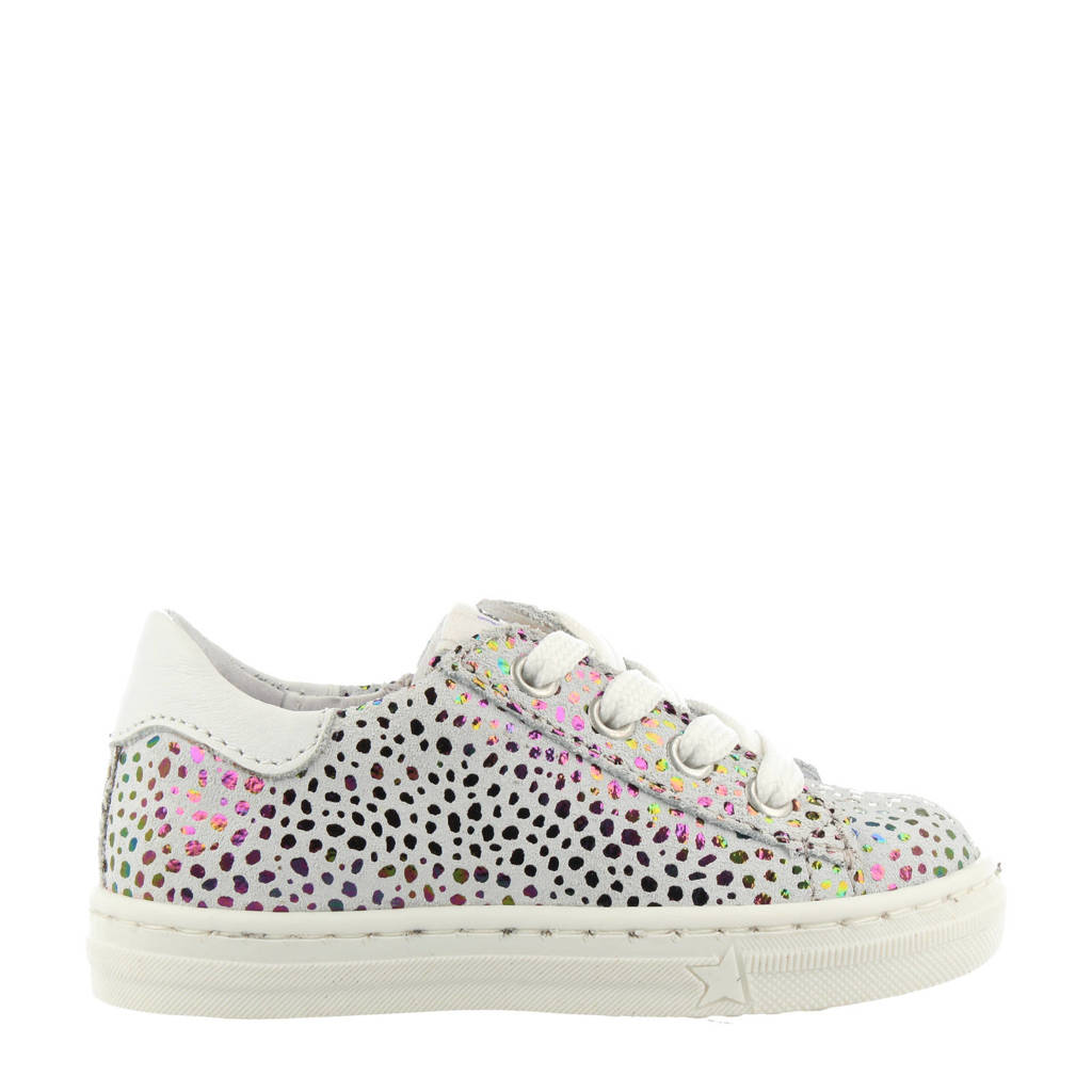 Develab 42334 leren sneakers met panterprint wit/multi, Wit/multi