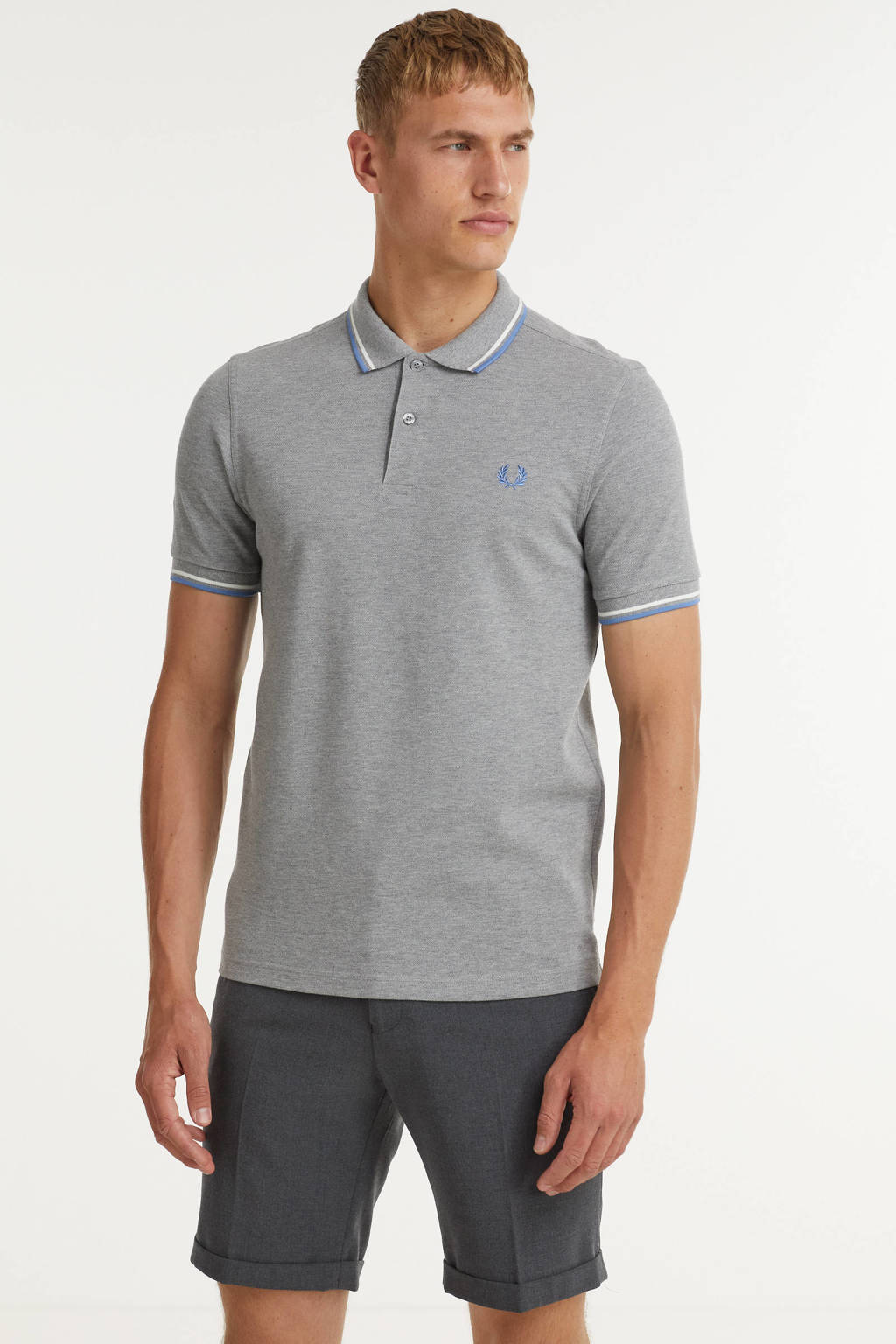 Fred Perry regular fit polo Twin tipped met contrastbies grijs, Grijs
