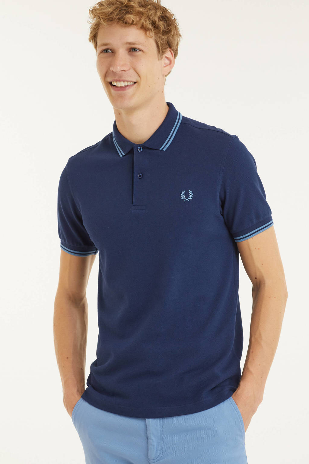 Fred Perry regular fit polo Twin tipped met contrastbies french navy, FRENCH NAVY