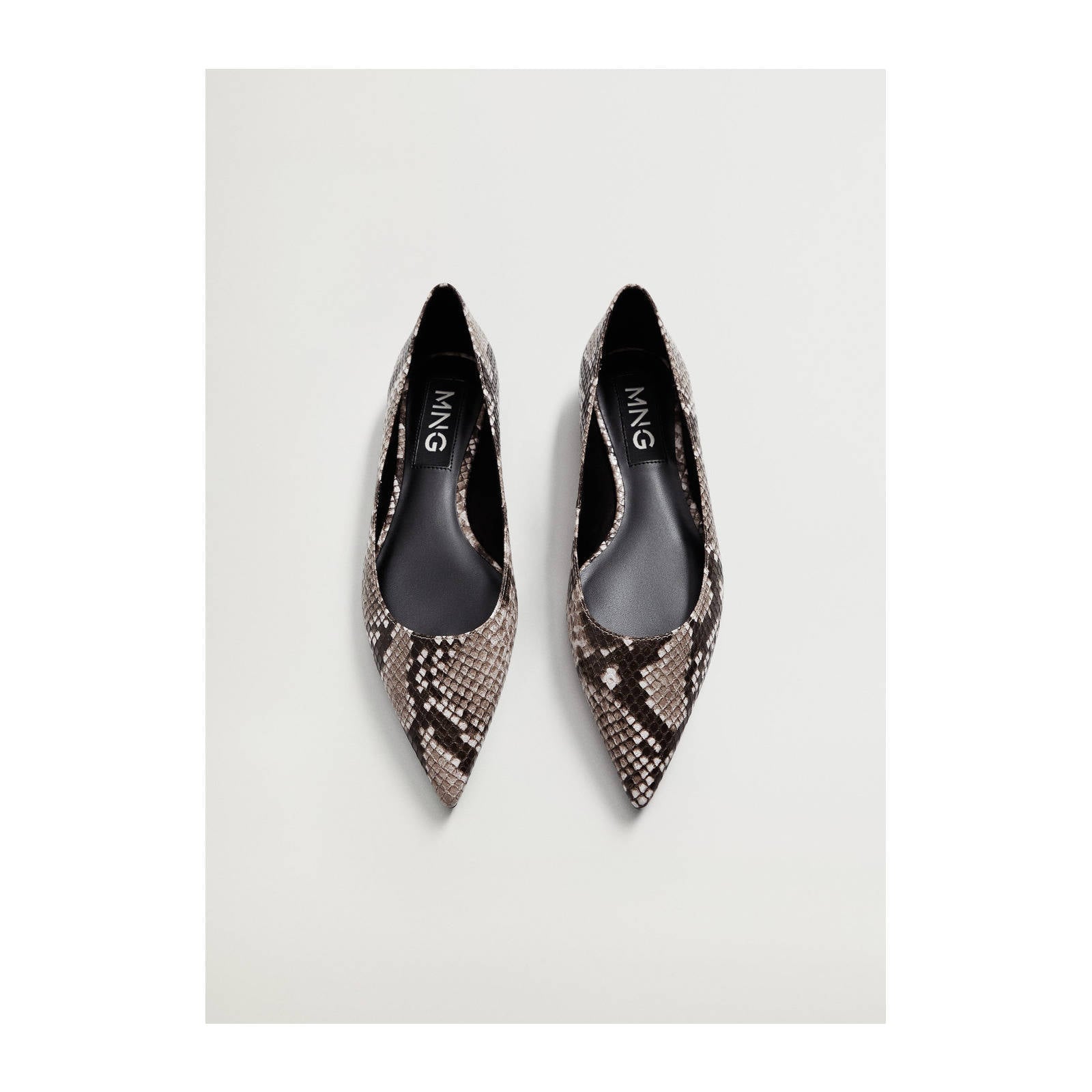 Mango ballerina's met slangenprint beige | wehkamp