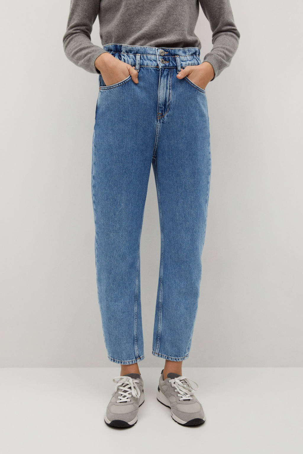 Mango cropped high waist straight fit jeans light blue wehkamp
