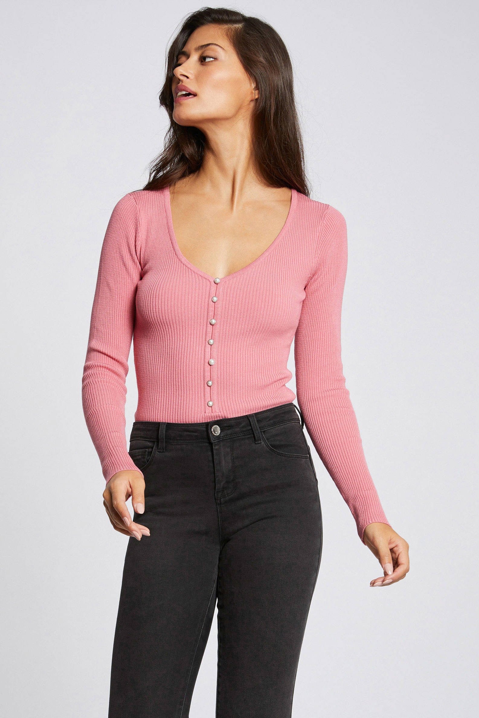 Roze longsleeve dames hot sale