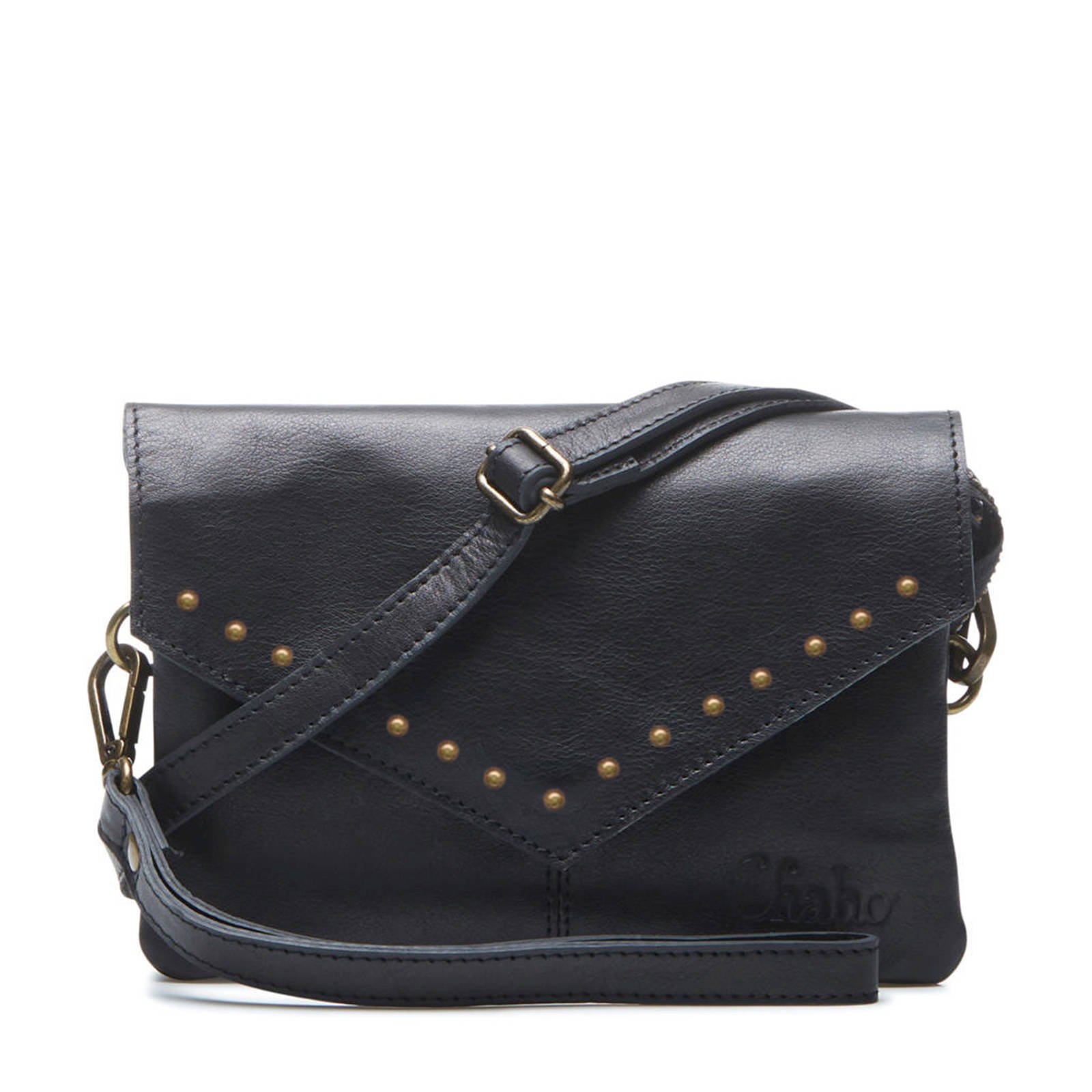 leren crossbody tas Ivy Studs zwart