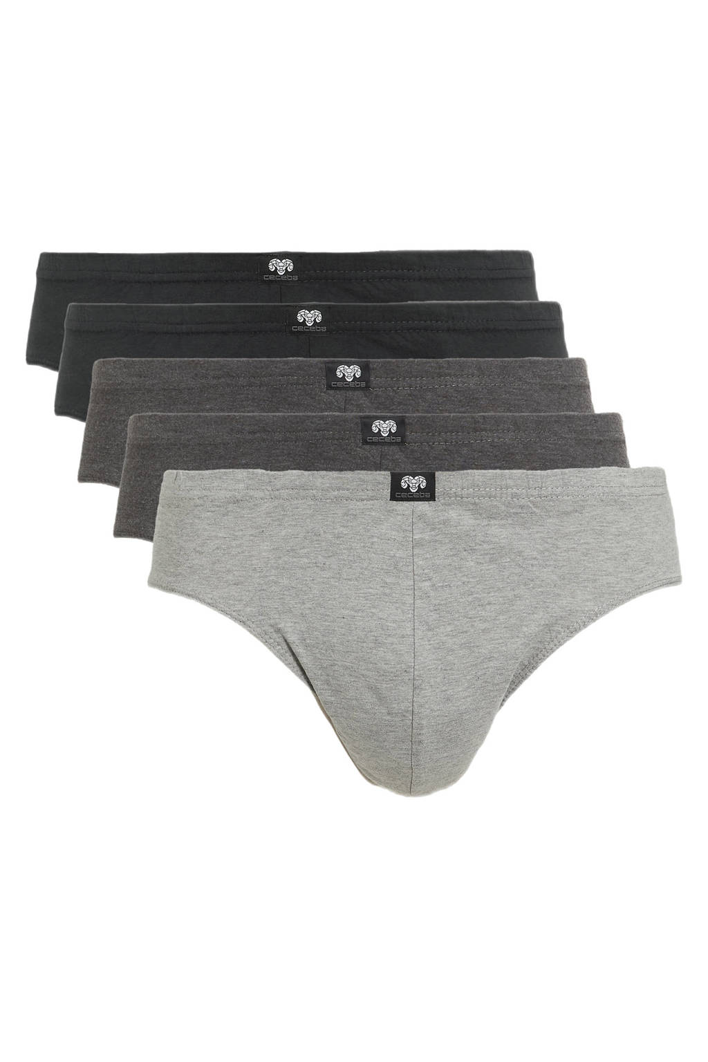 Ceceba +size slip (set van 5), Grijs/antraciet/zwart