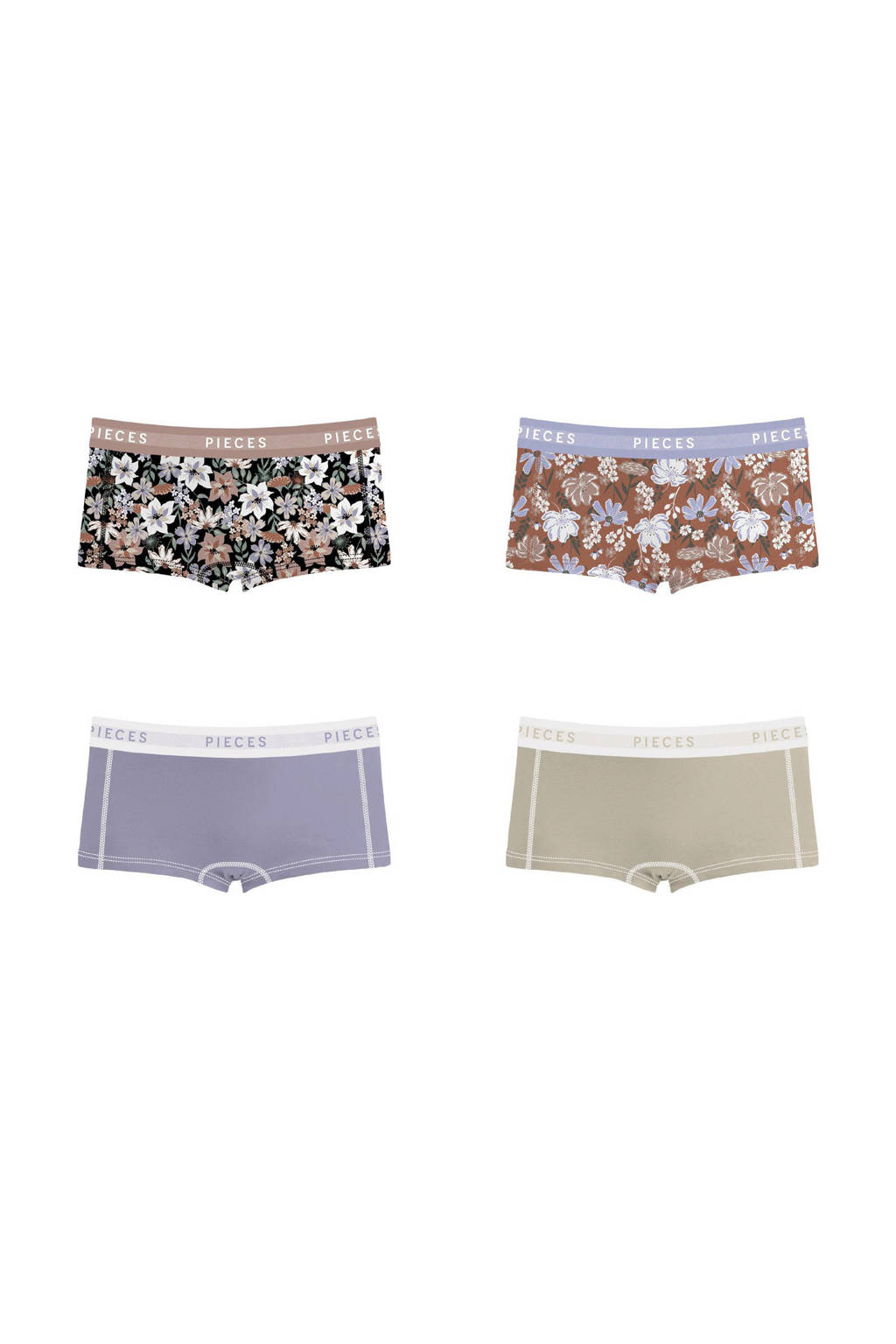 PIECES short (set van 4), Lavendel/Multi