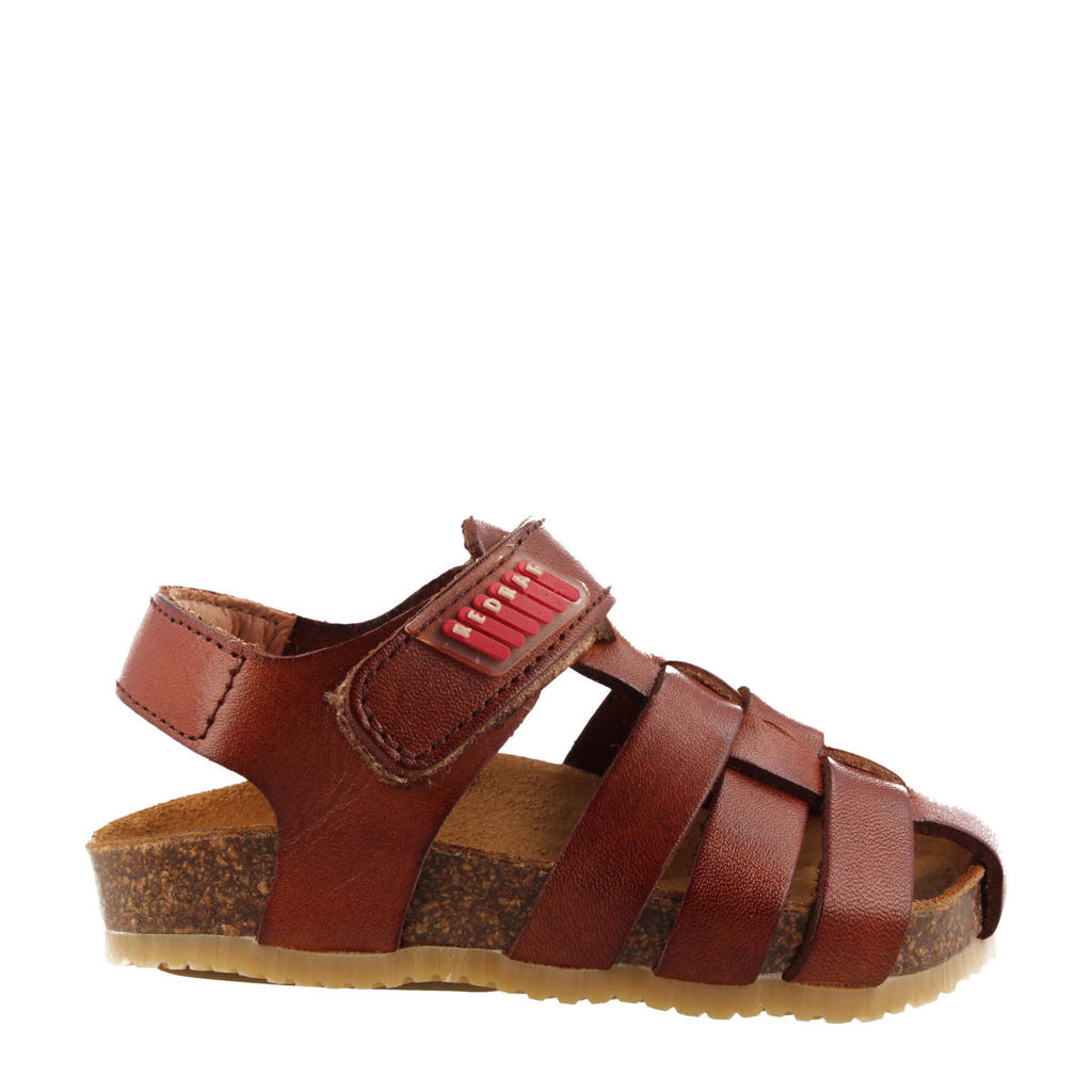 Cognackleurige jongens Red Rag 19115 leren sandalen met klittenband