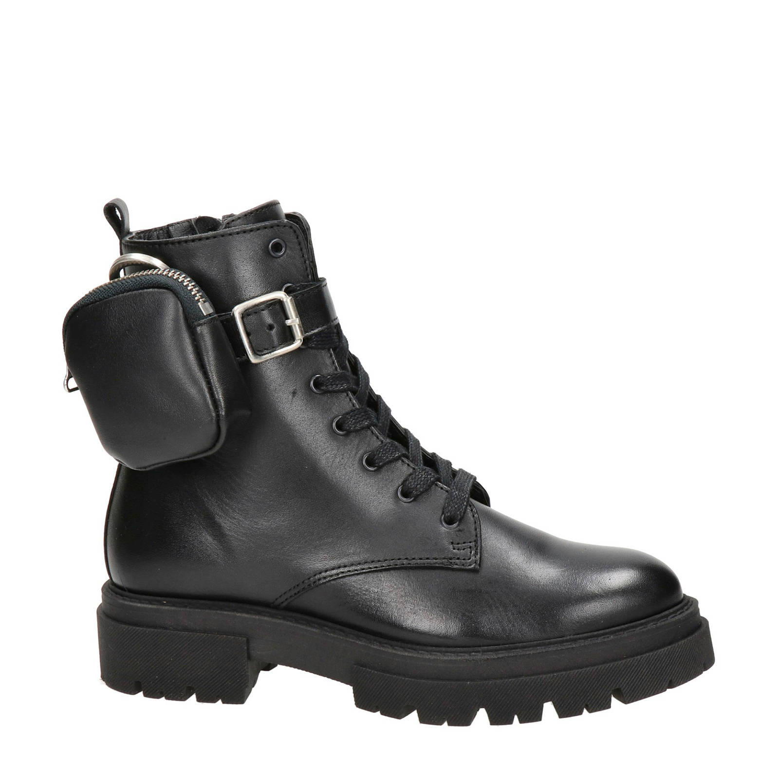 Nelson leren veterboots met minitasje zwart | wehkamp