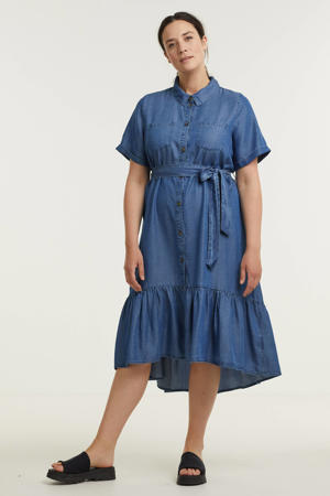 blousejurk JWANDA met volant dark denim