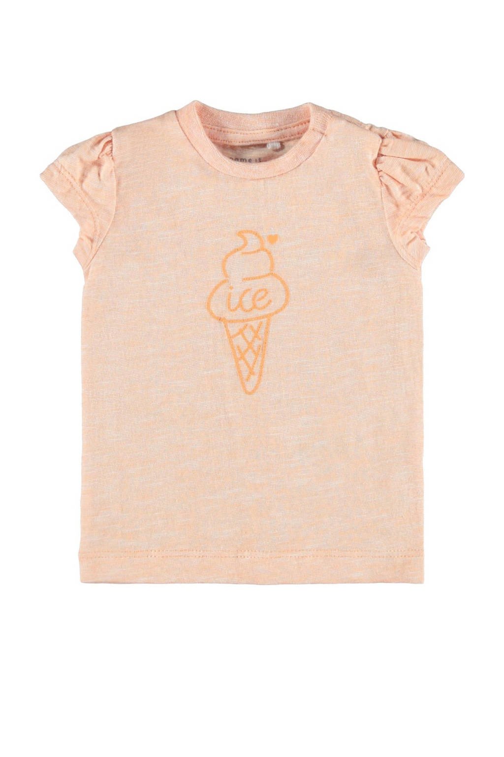 NAME IT BABY baby T-shirt Hanne van biologisch katoen oranje, Oranje