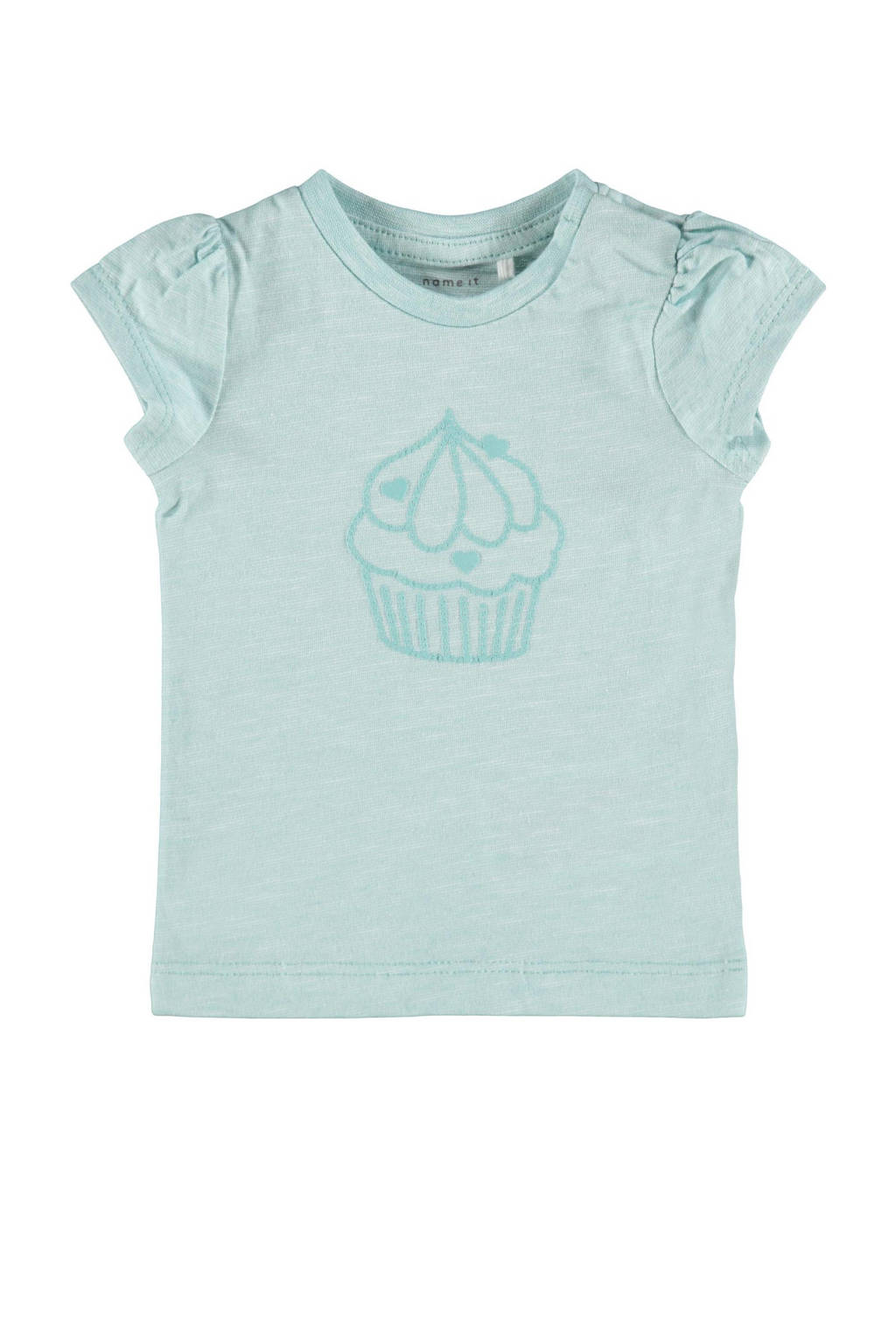 NAME IT BABY baby T-shirt Hanne van biologisch katoen turquoise, Turquoise