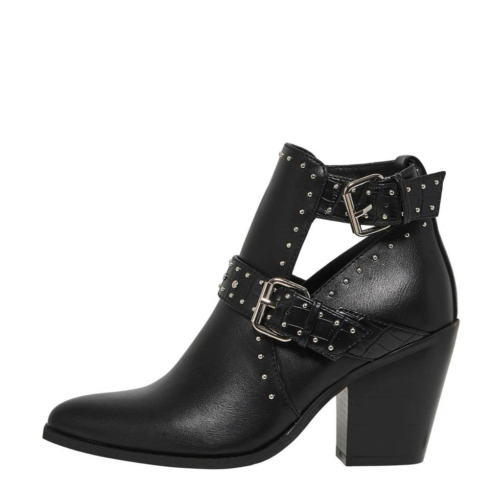 ONLY Blake enkellaarzen met studs zwart, Zwart