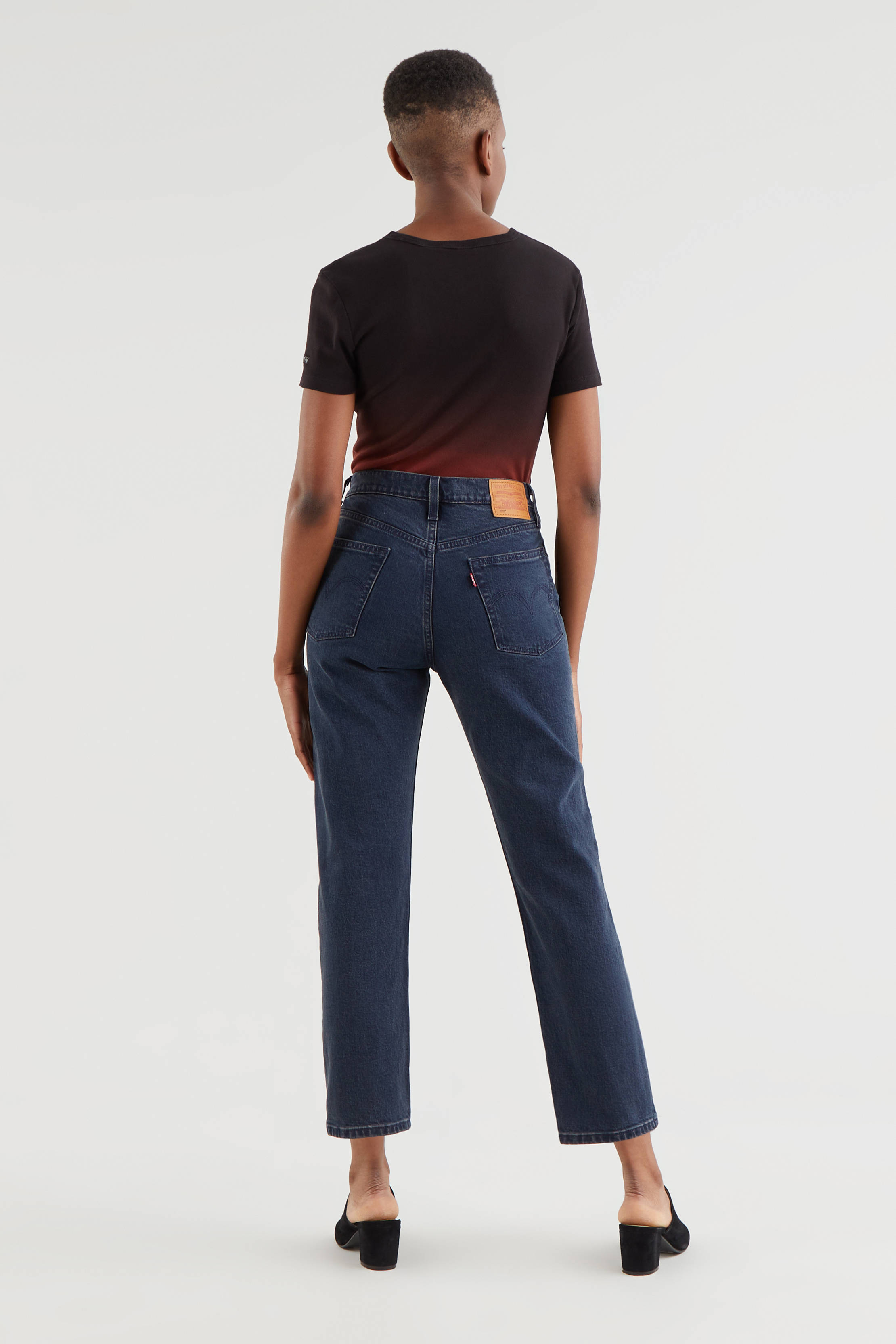 Levi's 501 cropped high waist straight fit jeans dark denim | wehkamp
