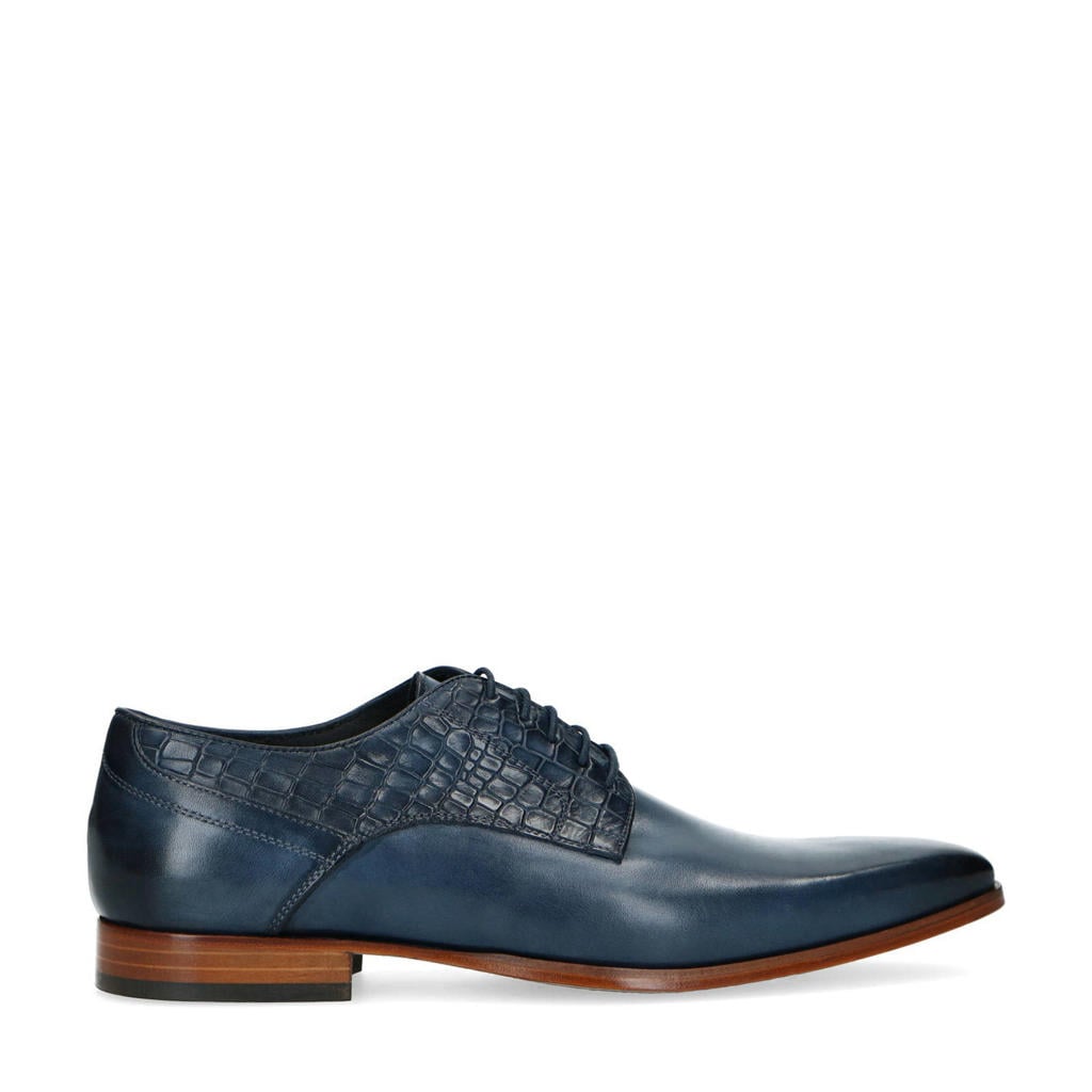 Blauwe heren Black Label leren veterschoenen