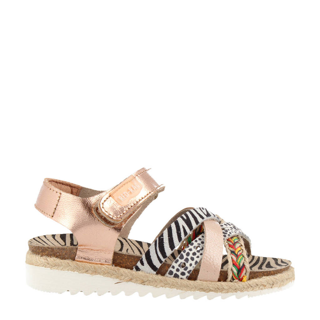 Roségoud en multikleurige meisjes Red Rag 19260 leren sandalen met klittenband