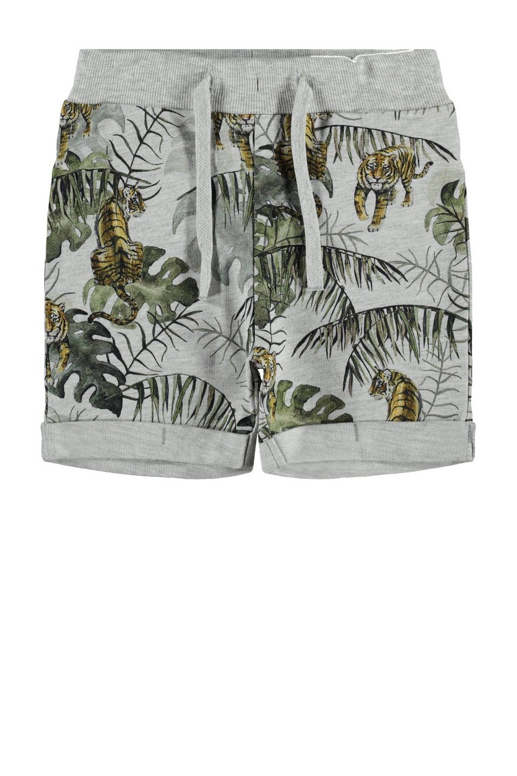 NAME IT MINI korte broek Jake van biologisch katoen lichtgrijs melange, Lichtgrijs melange