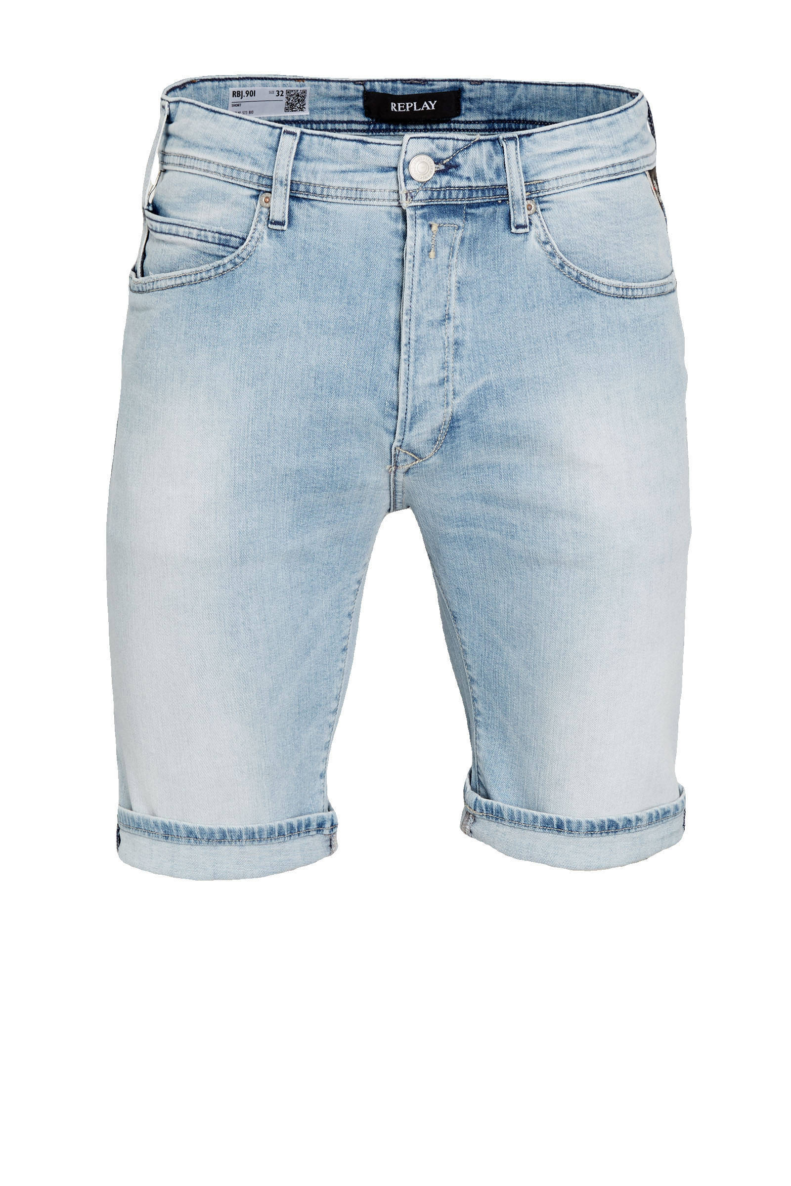 REPLAY slim fit jeans short light blue | wehkamp
