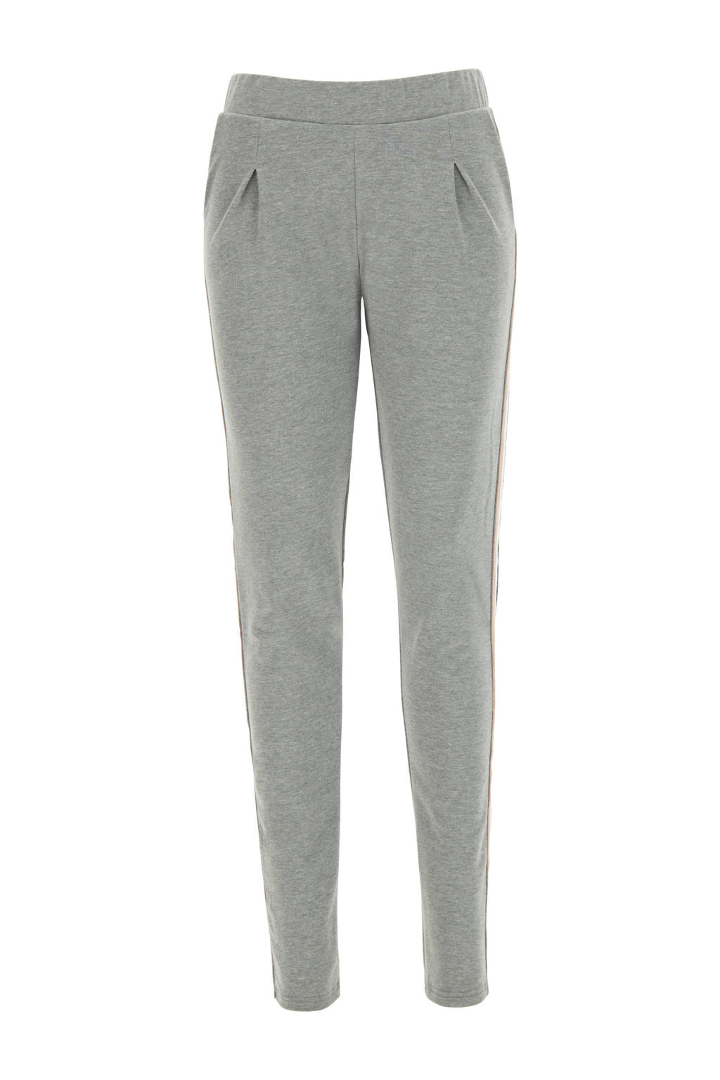 Grijze dames Oroblu straight fit legging melange van katoen met regular waist, elastische tailleband en strepenprint