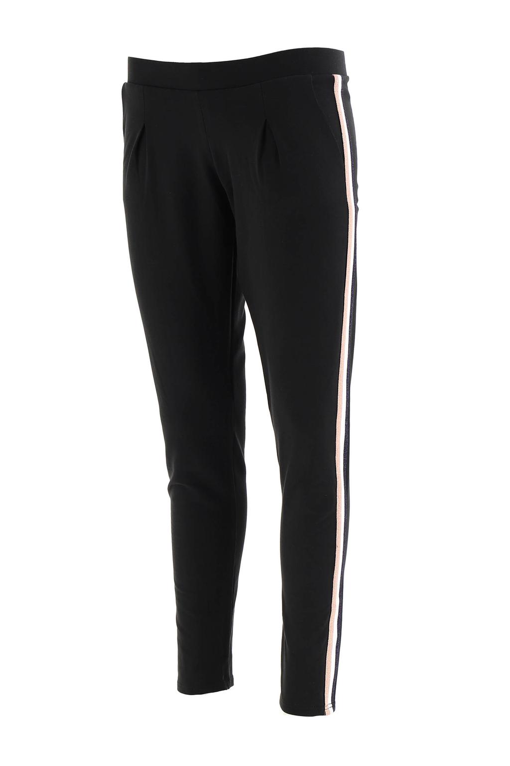 Zwarte dames Oroblu straight fit legging van katoen met regular waist, elastische tailleband en strepenprint