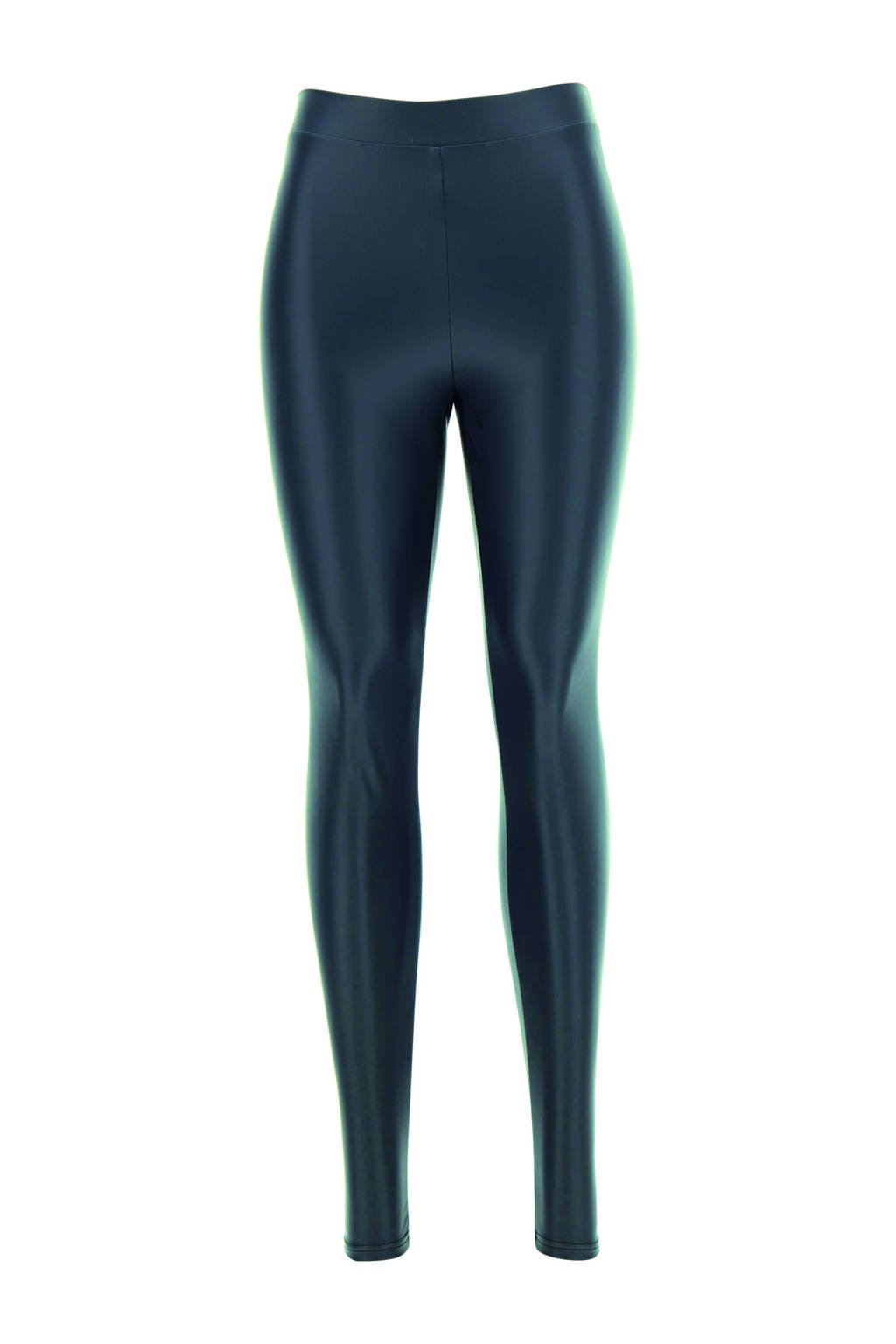 Donkerblauwe dames Oroblu imitatieleren legging van polyester met skinny fit en regular waist