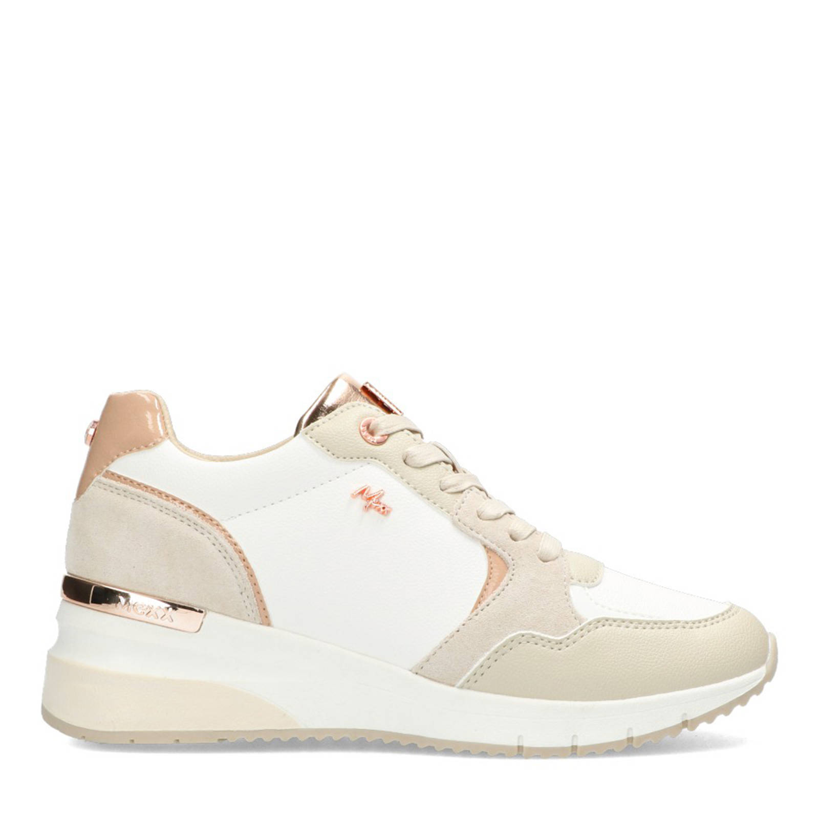 Mexx Gena wedge sneakers wit/beige | wehkamp