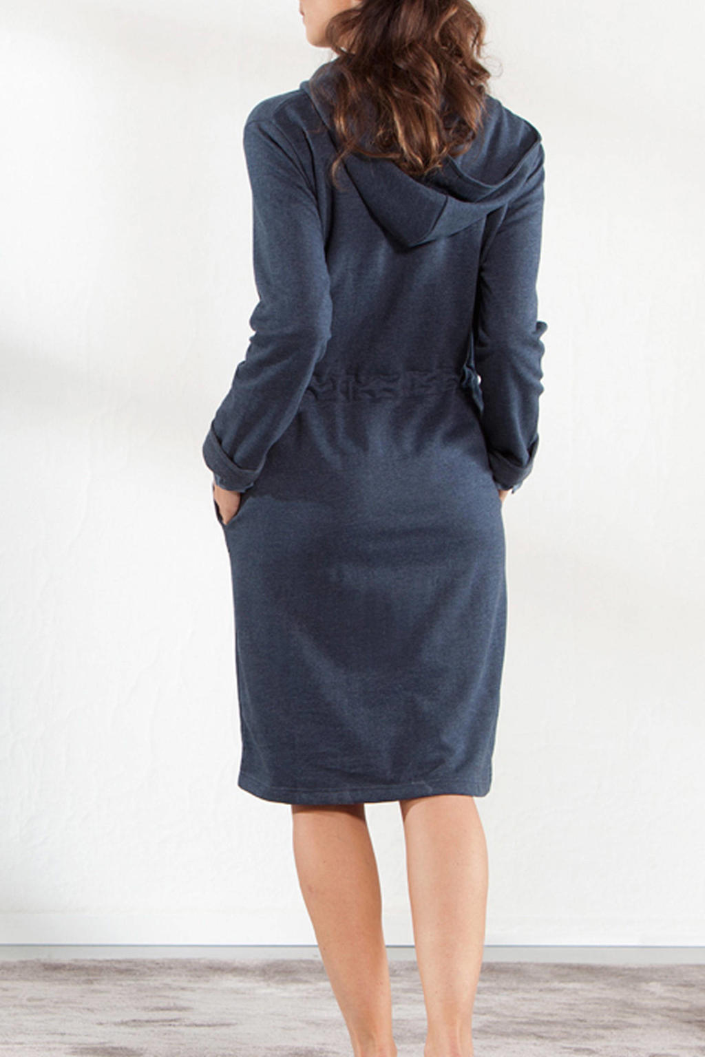 Seahorse jersey badjas Taylor met ritssluiting en capuchon antraciet