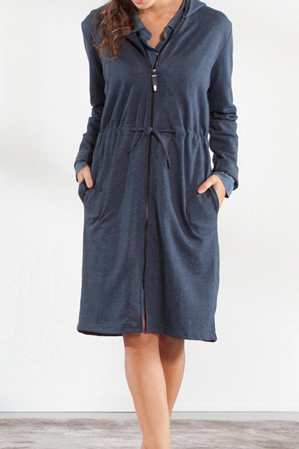 Seahorse jersey badjas Taylor met ritssluiting en capuchon antraciet