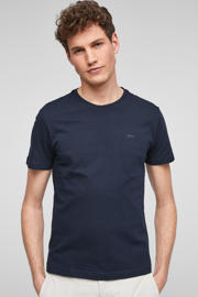 thumbnail: Marineblauwe heren s.Oliver T-shirt van katoen met korte mouwen en ronde hals